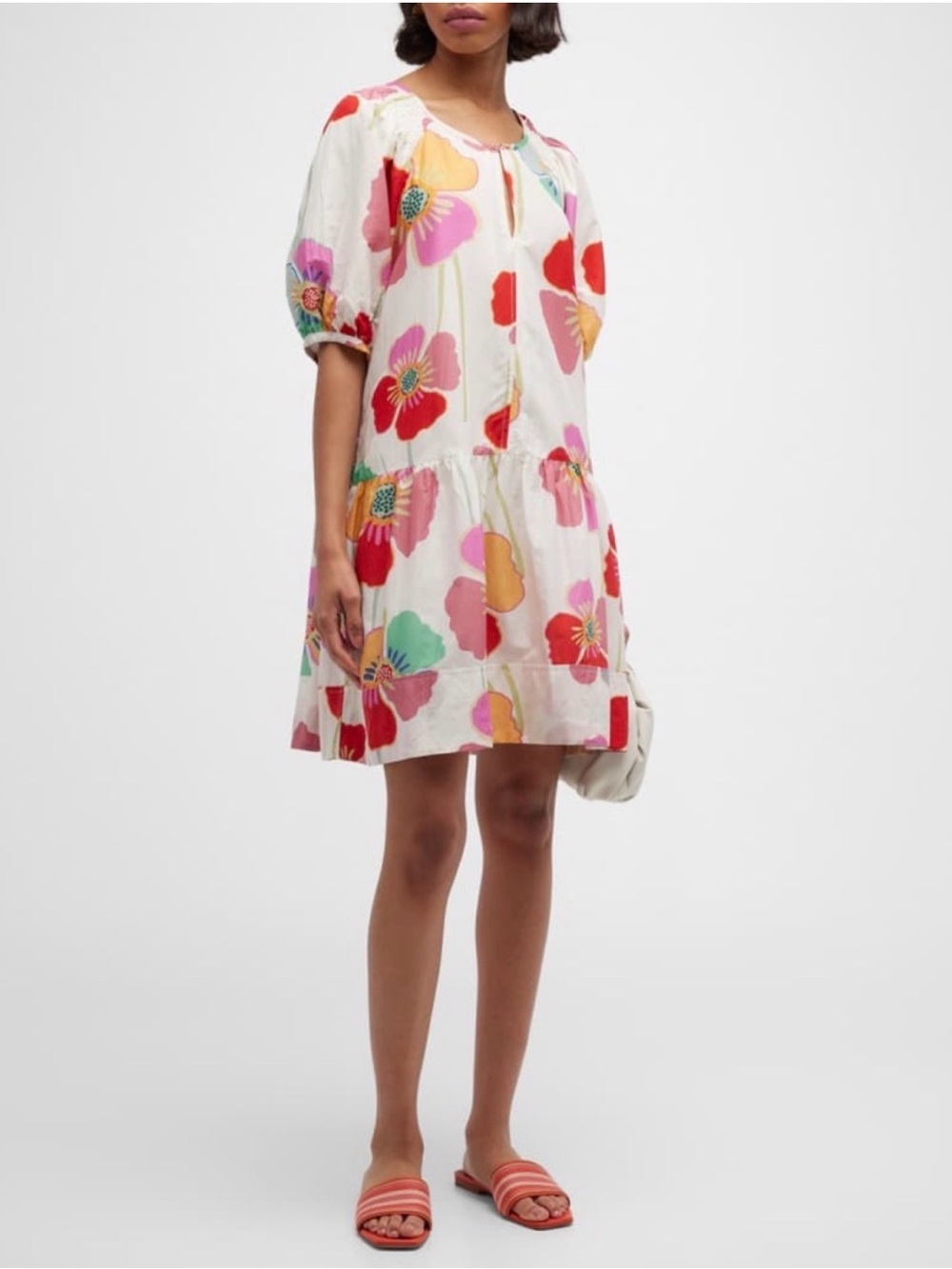 Velvet by Graham & Spencer Silk and Cotton  Floral Drop Waist Dress Size XL